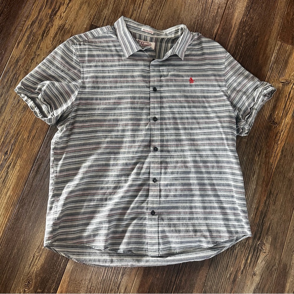 Original Penguin men's XL button up striped shirt heritage slim fit